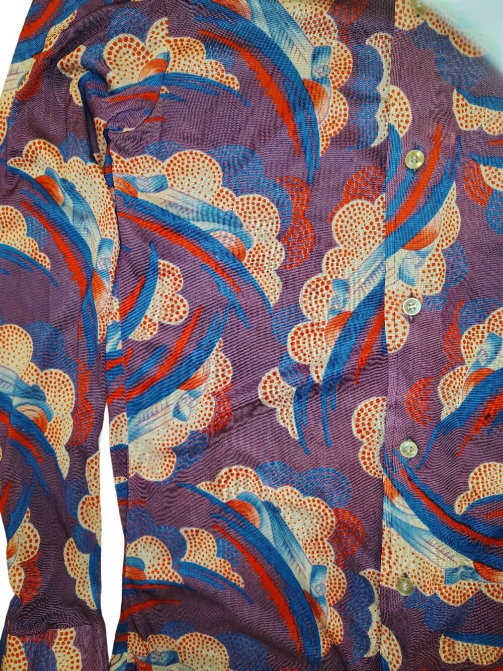 Montgomery Ward Psychedelic Abstract Print Shirt M EUC 70s Retro Mod VTG Vintage - Picture 5 of 7